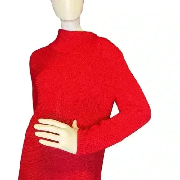 Talbots Holiday Festive Tie Front Cowl Neck Red Sweater. - Picture 2 of 11